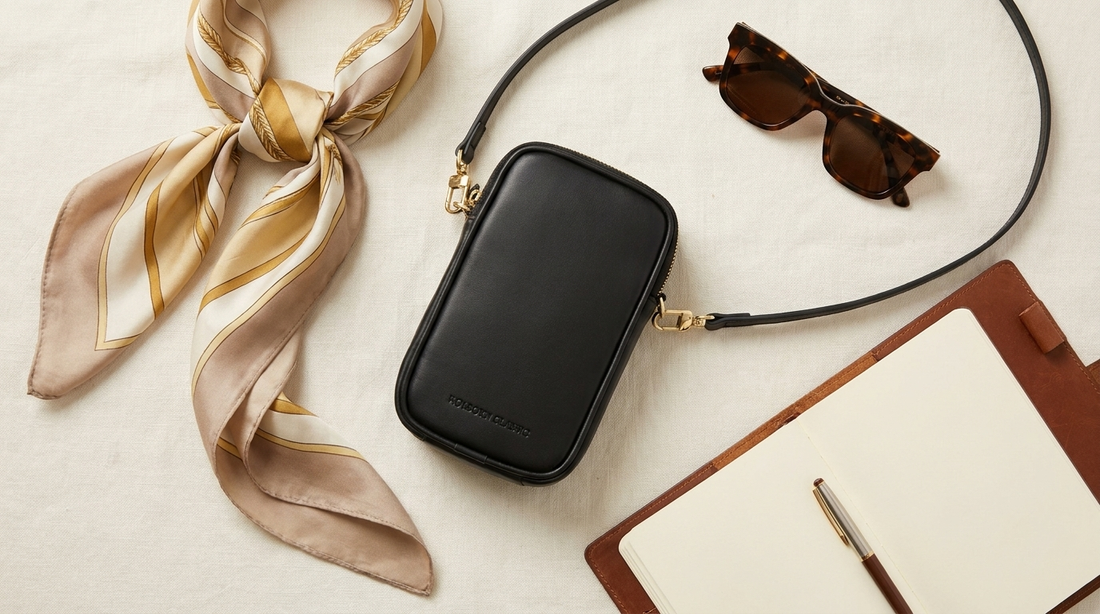 Luna Leather Phone Pouch Zipped Black: Chic Protection for the Modern Woman